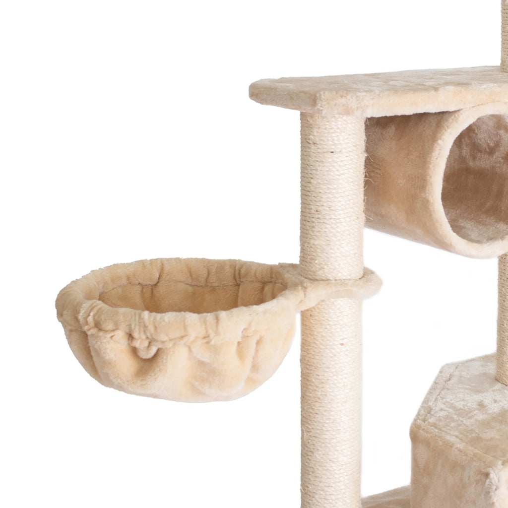 Real Wood 72" H Pet Cat Tower W Lounge Basket, Perch, A7204