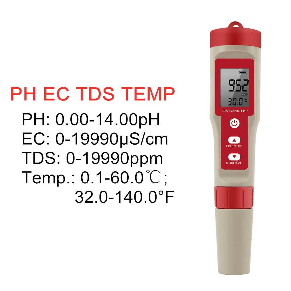 4 in 1 Digital PH EC Meter LCD Tester Pocket Hydroponics Aquarium Water Test Pen - Tail Wagger's Haven