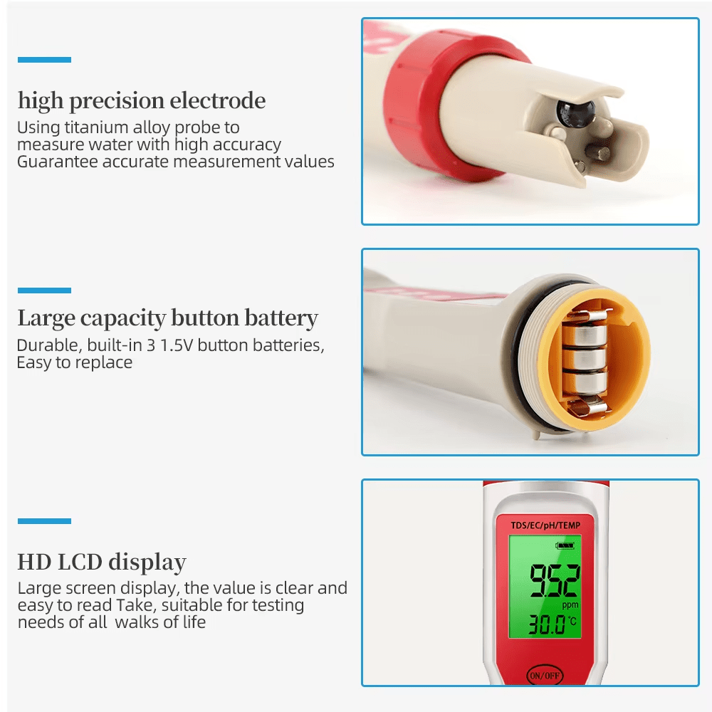 4 in 1 Digital PH EC Meter LCD Tester Pocket Hydroponics Aquarium Water Test Pen - Tail Wagger's Haven