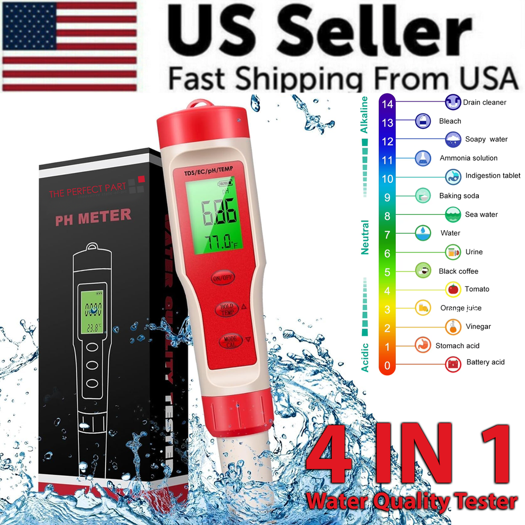 4 in 1 Digital PH EC Meter LCD Tester Pocket Hydroponics Aquarium Water Test Pen - Tail Wagger's Haven