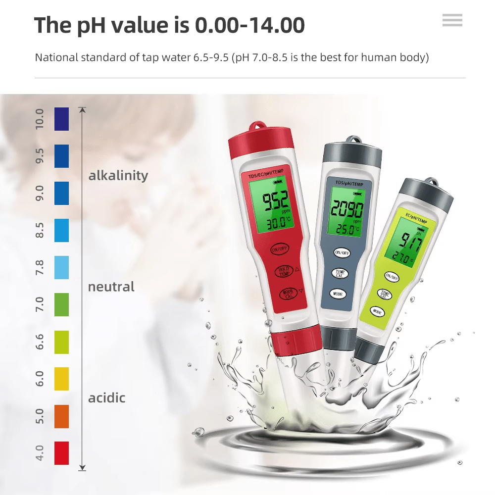 4 in 1 Digital PH EC Meter LCD Tester Pocket Hydroponics Aquarium Water Test Pen - Tail Wagger's Haven