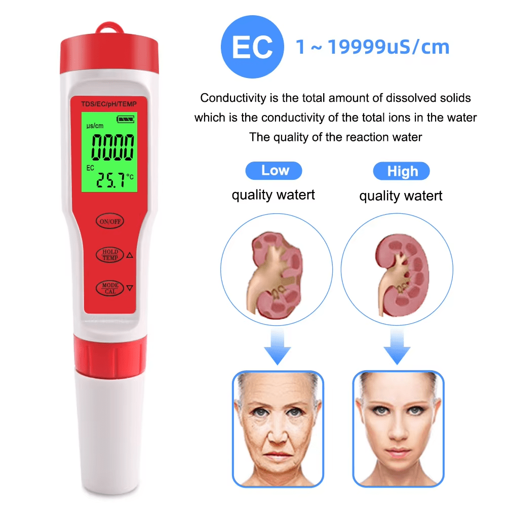 4 in 1 Digital PH EC Meter LCD Tester Pocket Hydroponics Aquarium Water Test Pen - Tail Wagger's Haven