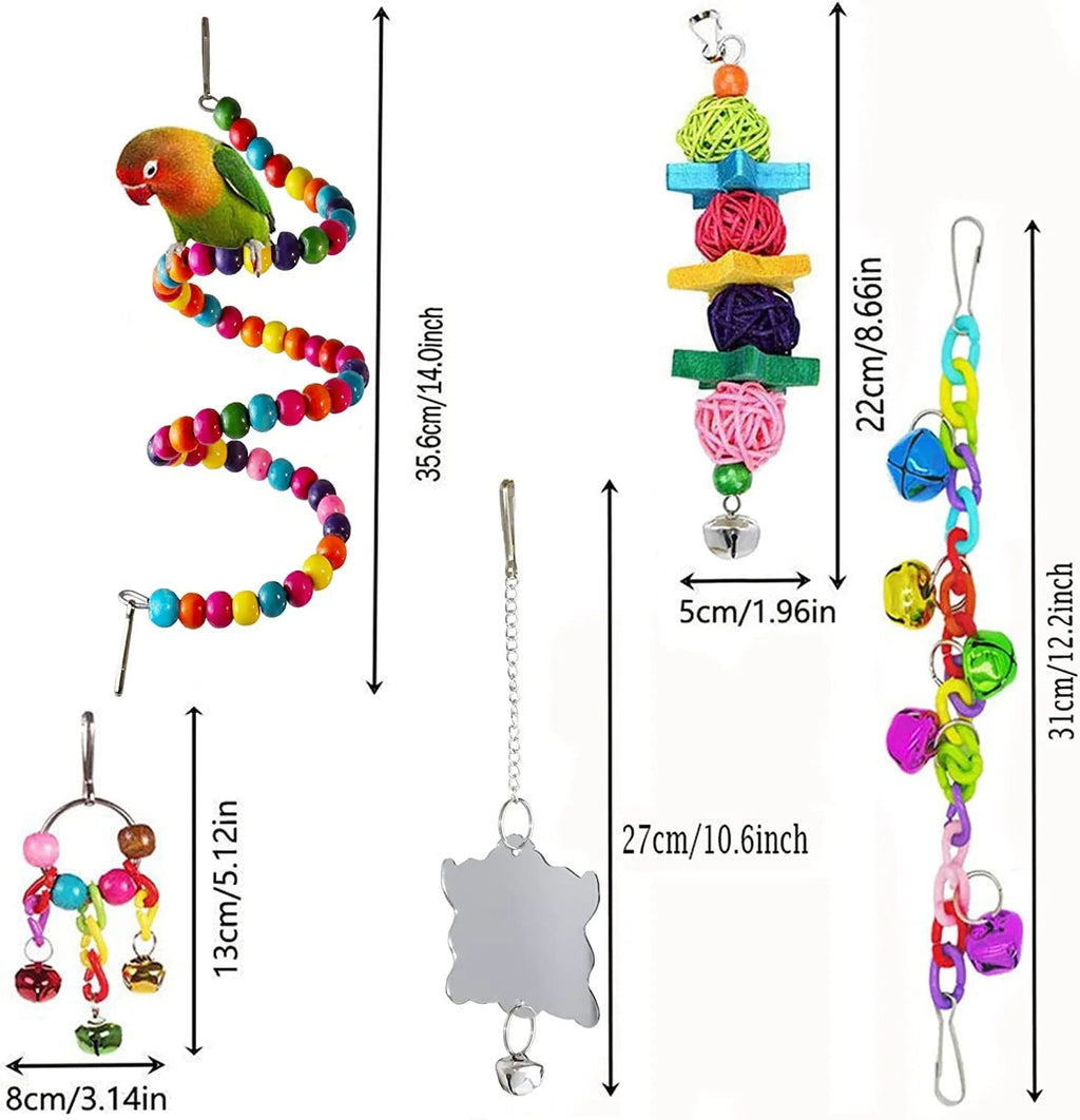7PCs Parrot Toys Bird Cage Accessories - Tail Wagger's Haven
