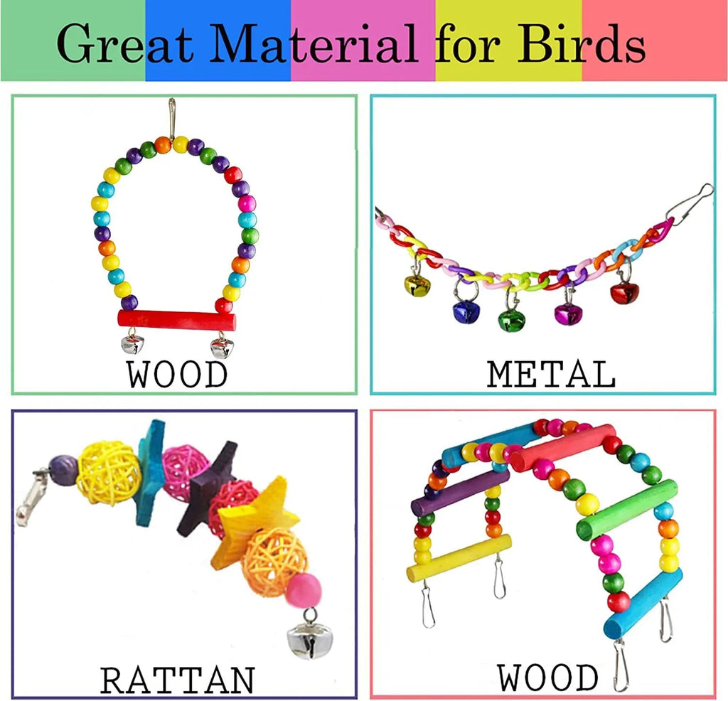 7PCs Parrot Toys Bird Cage Accessories - Tail Wagger's Haven