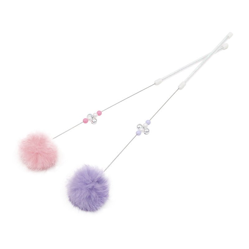 Colorful Pom Pom Cat Teaser Wand with Bell Toy - Tail Wagger's Haven