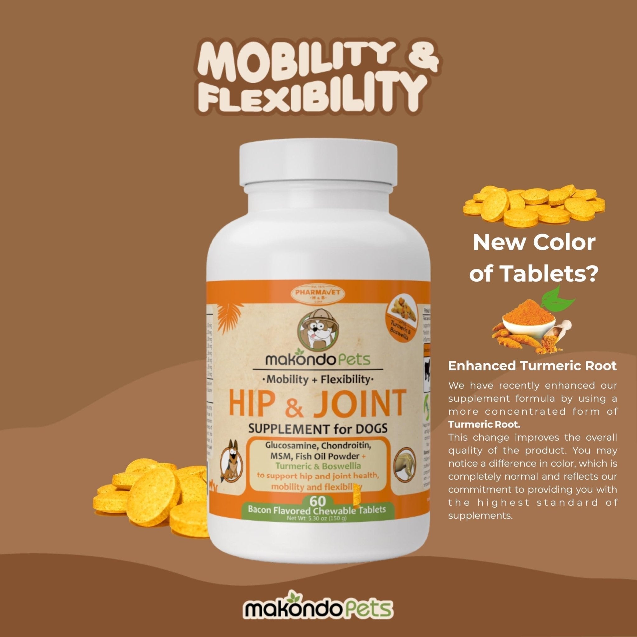 Dog Hip and Joint Supplement with Glucosamine Turmeric for Dogs Chondroitin MSM - Tail Wagger's Haven