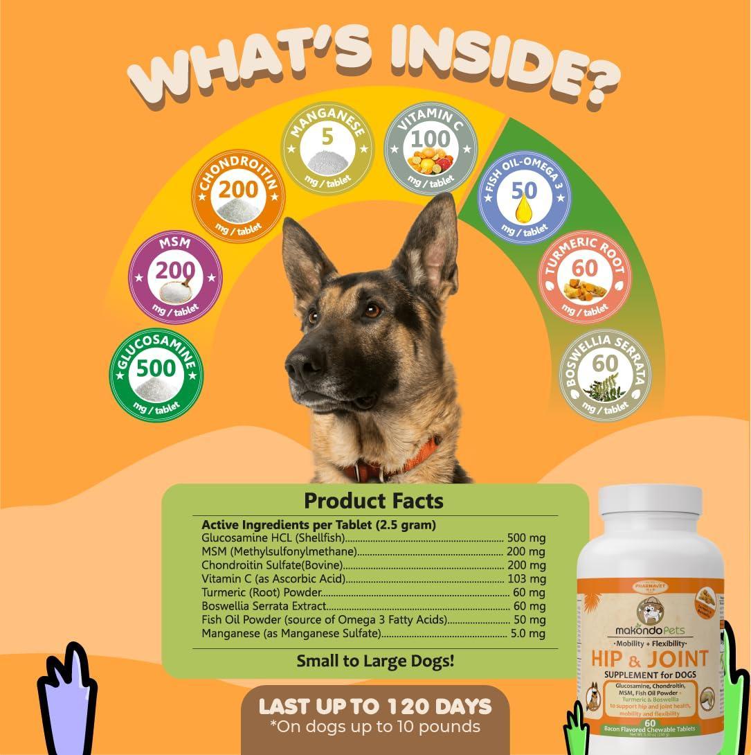 Dog Hip and Joint Supplement with Glucosamine Turmeric for Dogs Chondroitin MSM - Tail Wagger's Haven