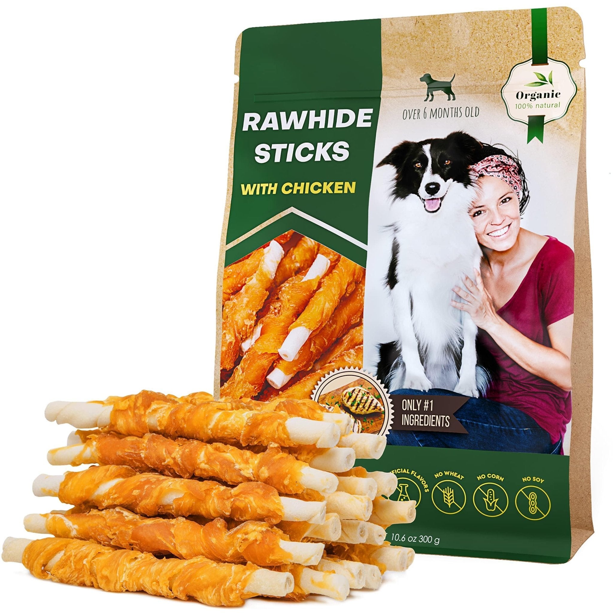 Dog Rawhide Sticks Wrapped with Chicken Pet Natural Chew Treats Grain Free Snack - Tail Wagger's Haven