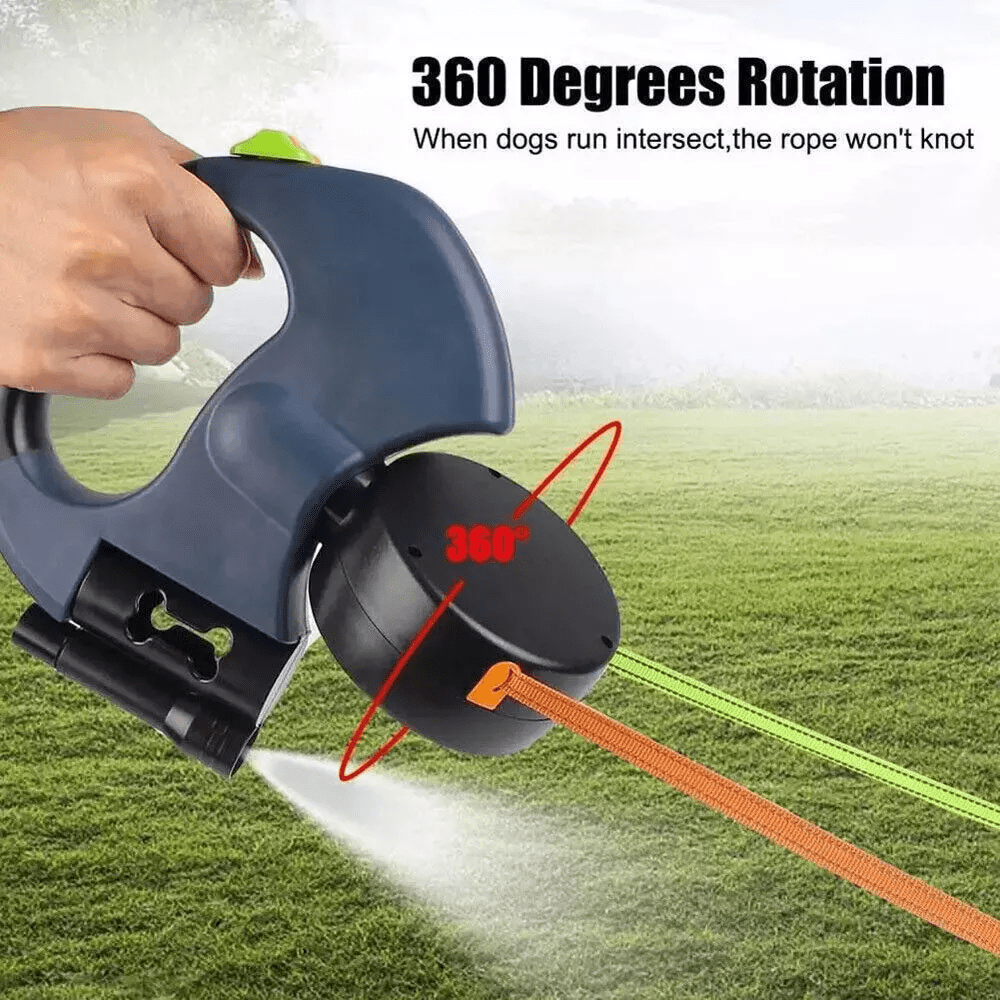 Dual Pet Leash Retractable Reflective Lead 360 Swivel Double Dog Walking Leash - Tail Wagger's Haven
