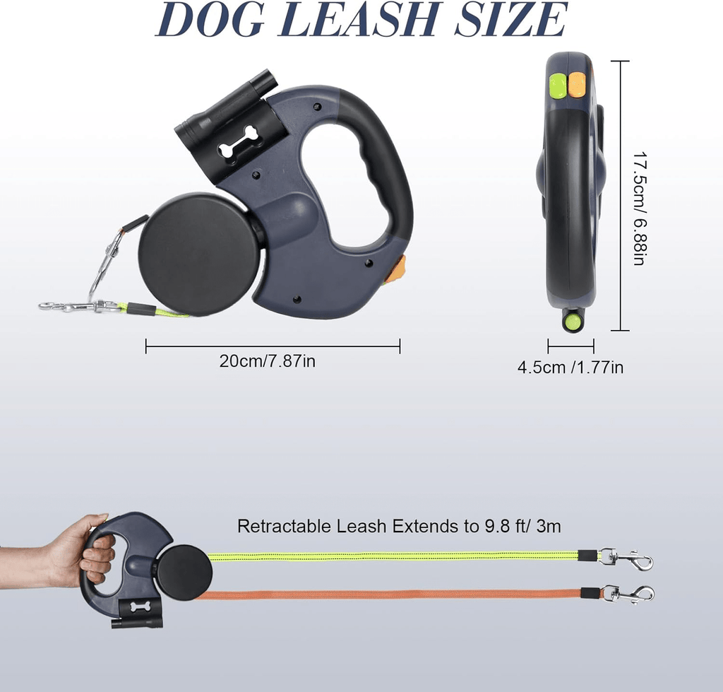 Dual Pet Leash Retractable Reflective Lead 360 Swivel Double Dog Walking Leash - Tail Wagger's Haven