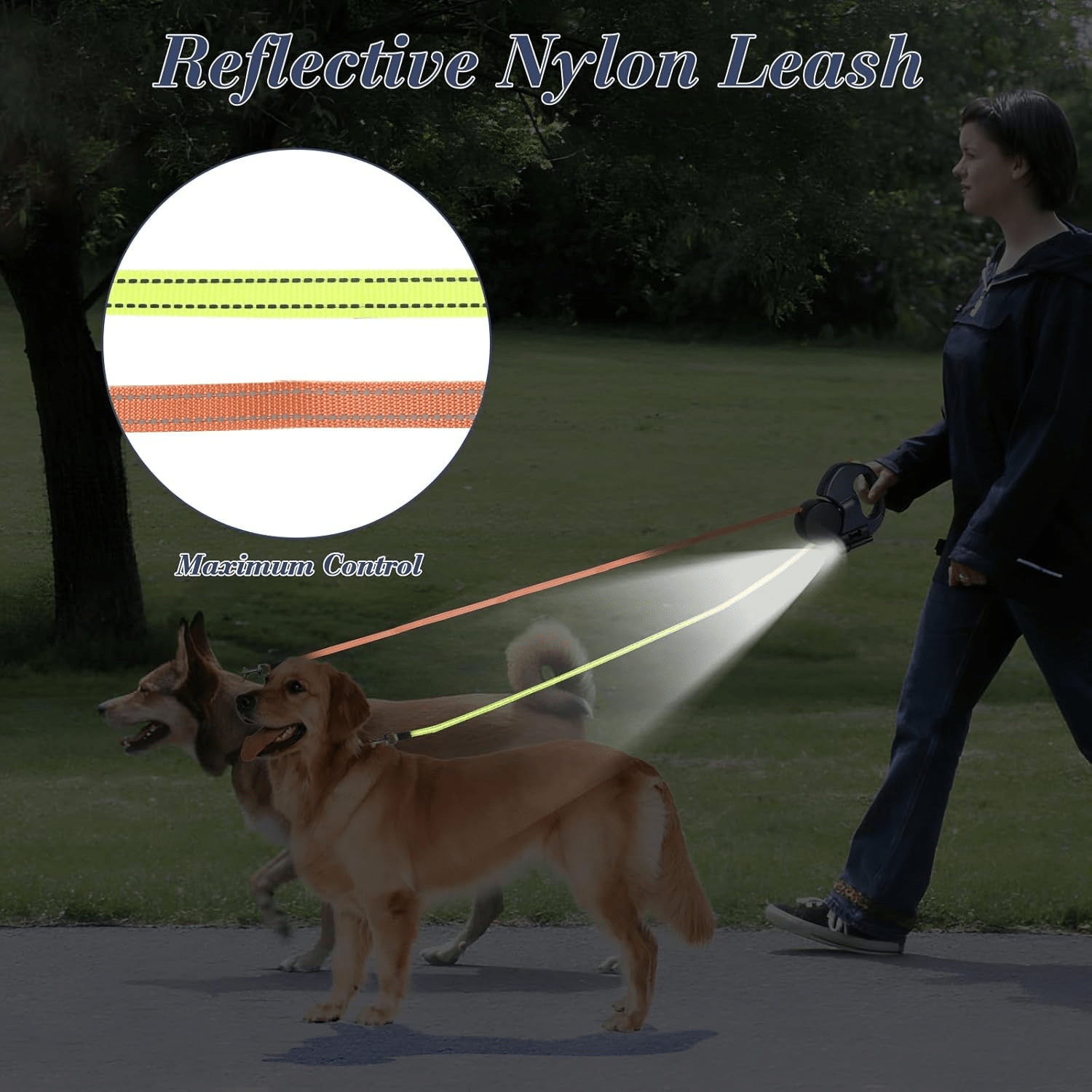 Dual Pet Leash Retractable Reflective Lead 360 Swivel Double Dog Walking Leash - Tail Wagger's Haven