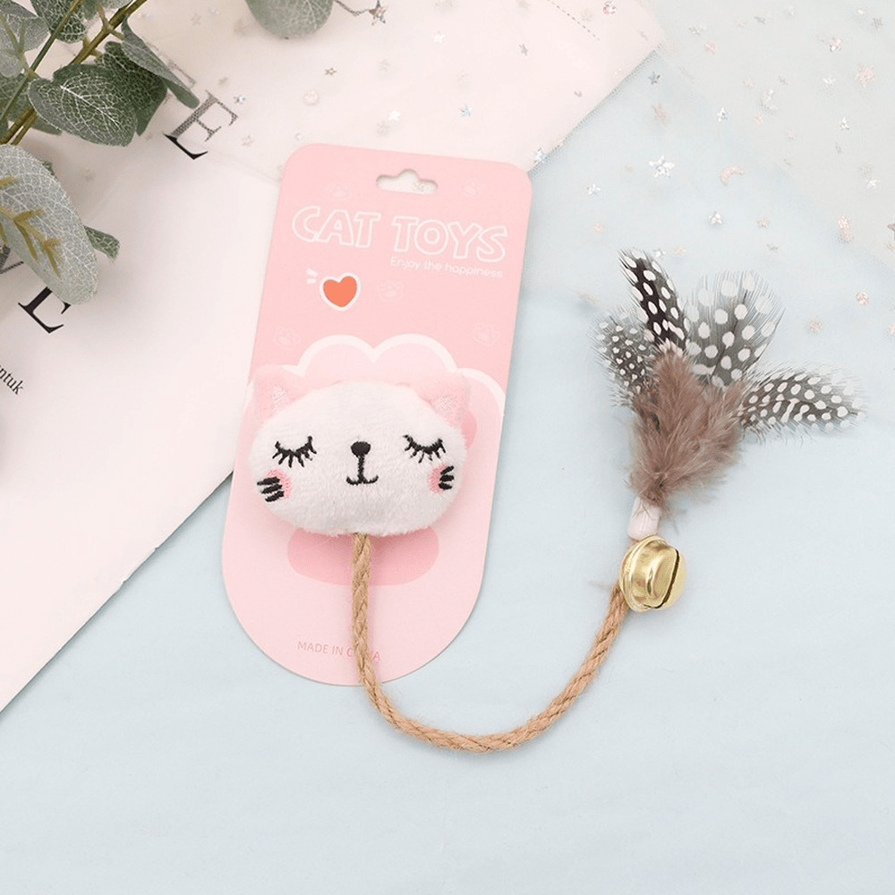 Funny Cat Toy with Feather, Bell, and Hemp Rope - Tail Wagger's Haven