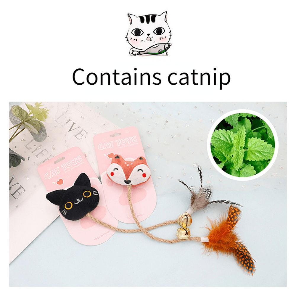 Funny Cat Toy with Feather, Bell, and Hemp Rope - Tail Wagger's Haven