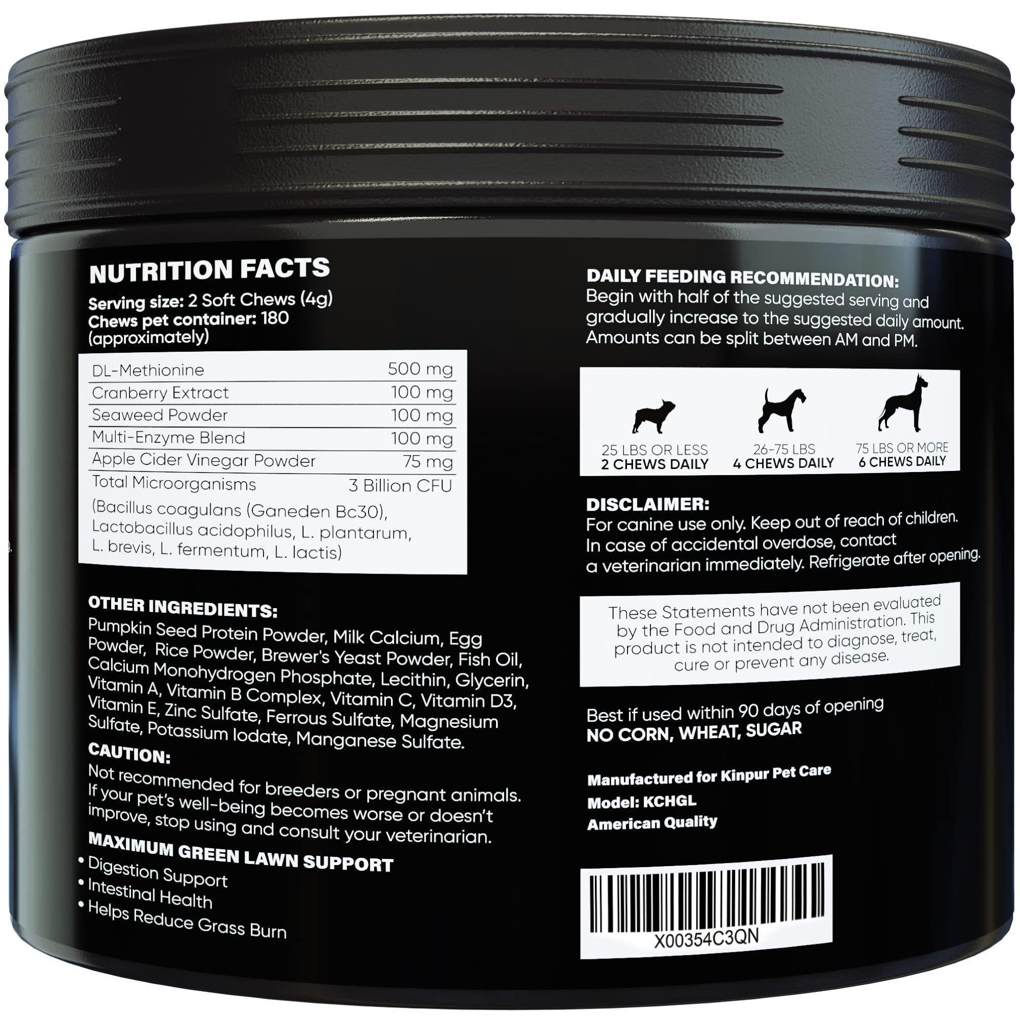 Green Lawn Chews for Dogs Cranberry ACV Digestive Enzymes Natural Dog Urine - Tail Wagger's Haven