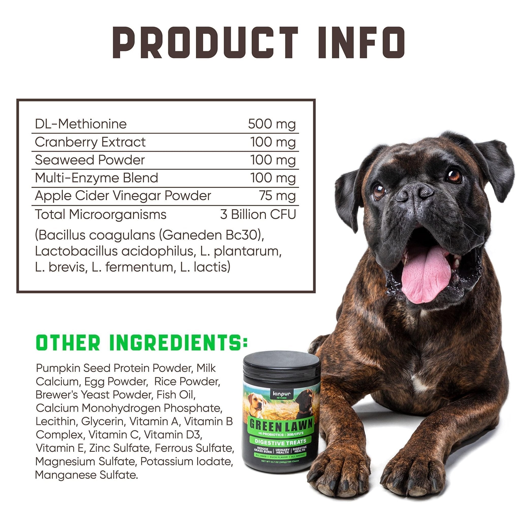 Green Lawn Chews for Dogs Cranberry ACV Digestive Enzymes Natural Dog Urine - Tail Wagger's Haven