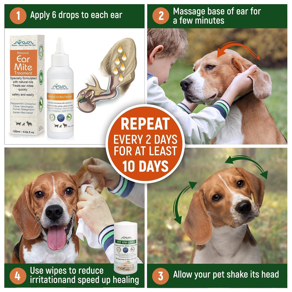 Natural Ear Mite Treatment for Dogs & Cats Pet Ear Mites Infection Cleaner - Tail Wagger's Haven