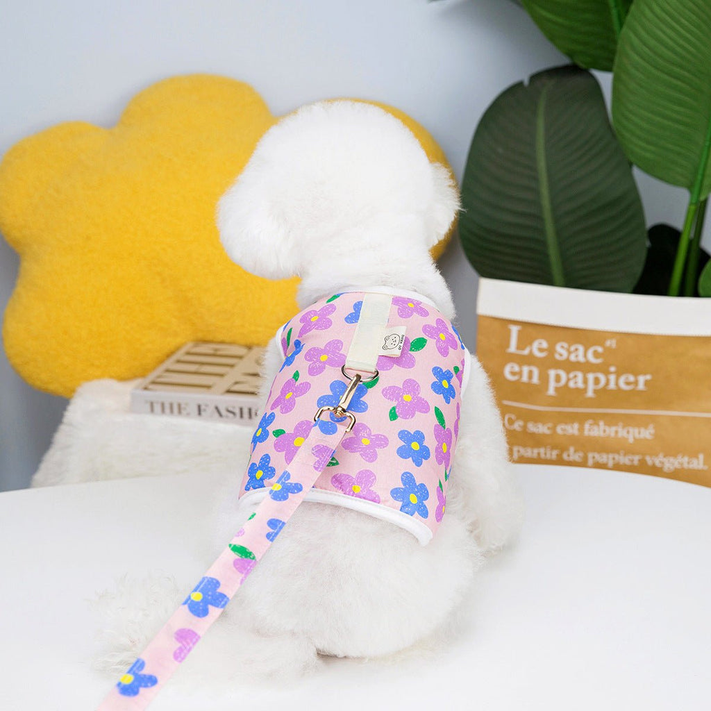 Pet Clothing with Chest Back Traction Rope and 23 Flowers - Tail Wagger's Haven