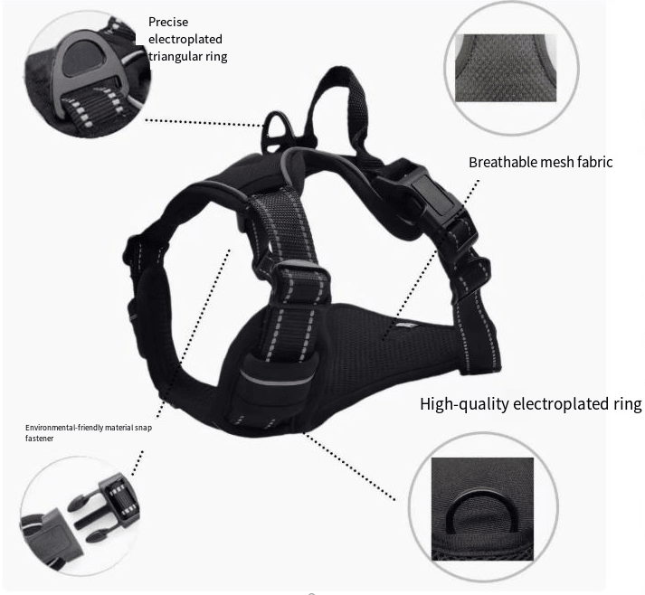 Reflective Nylon Chest and Back Harness for Dogs - Tail Wagger's Haven