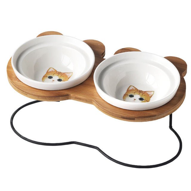 Spine Protection Bowl Holder for Cat Food and Water - Tail Wagger's Haven