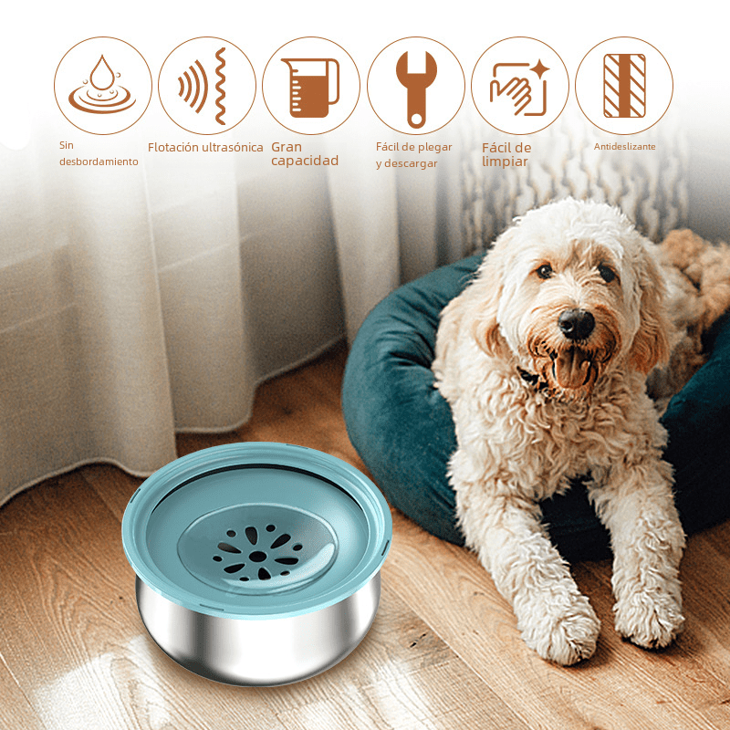 Stainless Steel Large Pet Water Bowl with Splash Guard - Tail Wagger's Haven