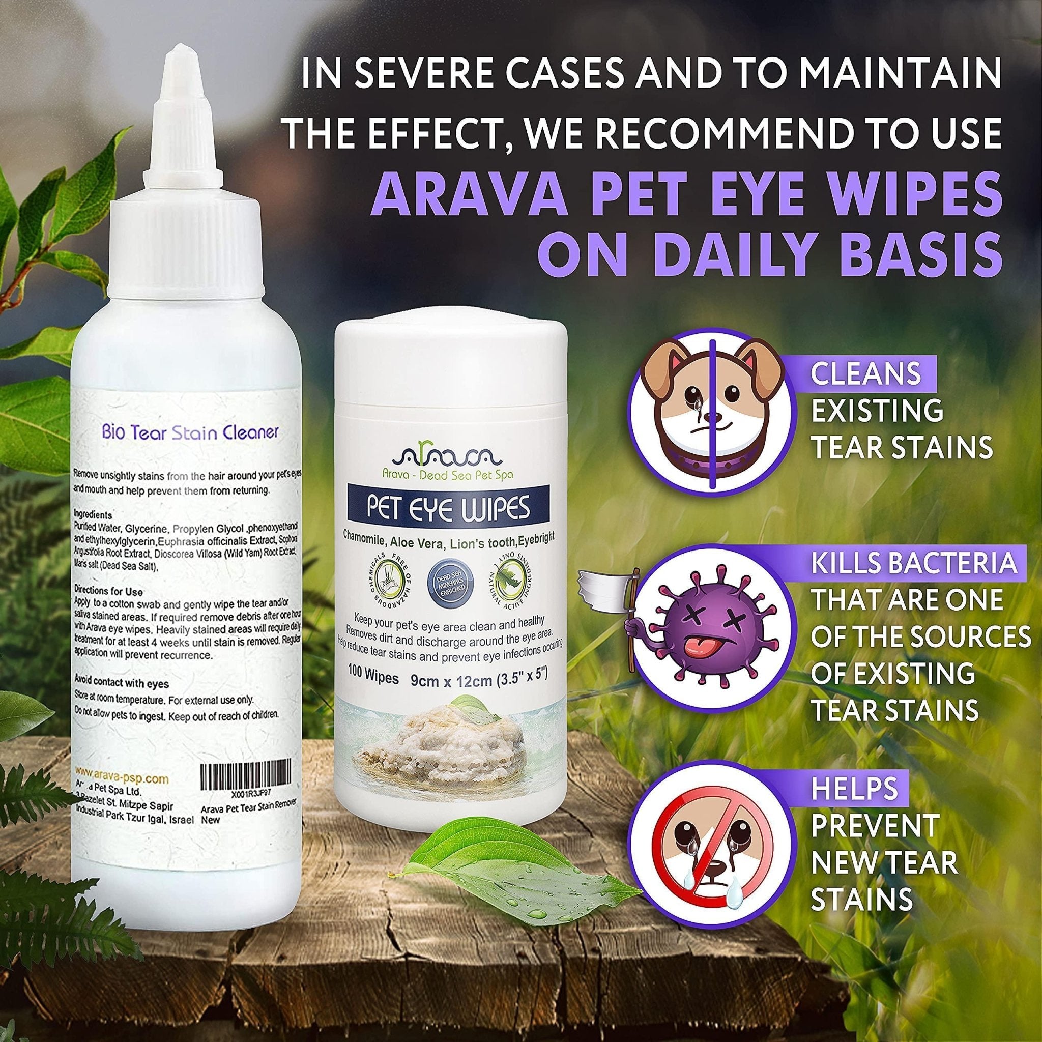Tear Stain Remover Eye Stain Cleaner for Dogs & Cats with Natural Ingredients - Tail Wagger's Haven